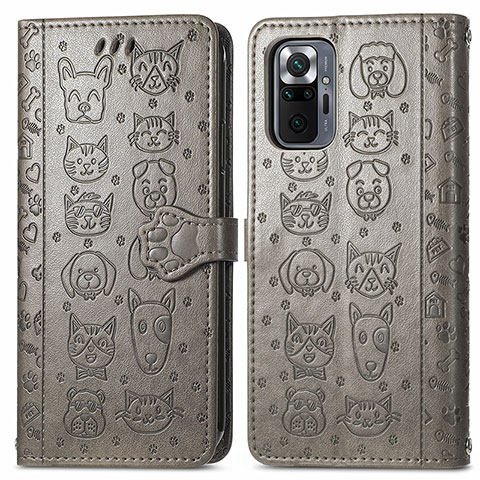 Coque Portefeuille Motif Fantaisie Livre Cuir Etui Clapet S03D pour Xiaomi Redmi Note 10 Pro 4G Gris