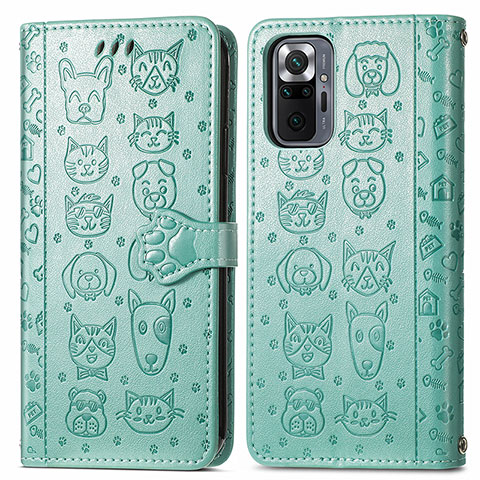 Coque Portefeuille Motif Fantaisie Livre Cuir Etui Clapet S03D pour Xiaomi Redmi Note 10 Pro 4G Vert