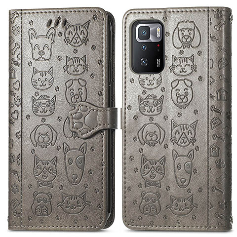 Coque Portefeuille Motif Fantaisie Livre Cuir Etui Clapet S03D pour Xiaomi Redmi Note 10 Pro 5G Gris