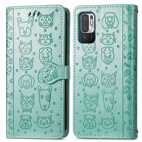 Coque Portefeuille Motif Fantaisie Livre Cuir Etui Clapet S03D pour Xiaomi Redmi Note 10T 5G Vert