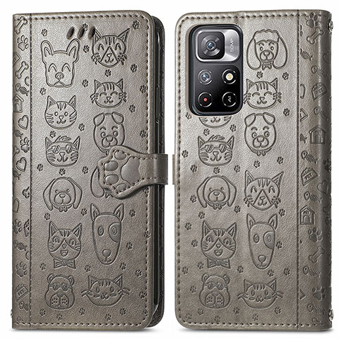 Coque Portefeuille Motif Fantaisie Livre Cuir Etui Clapet S03D pour Xiaomi Redmi Note 11 5G Gris