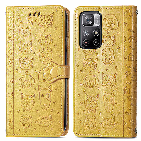 Coque Portefeuille Motif Fantaisie Livre Cuir Etui Clapet S03D pour Xiaomi Redmi Note 11 5G Jaune