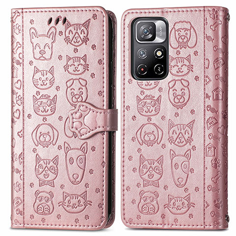 Coque Portefeuille Motif Fantaisie Livre Cuir Etui Clapet S03D pour Xiaomi Redmi Note 11 5G Or Rose