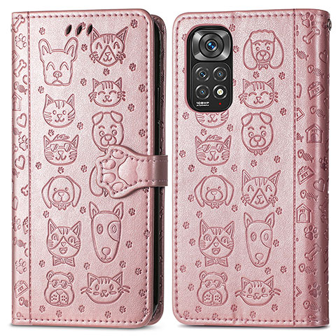 Coque Portefeuille Motif Fantaisie Livre Cuir Etui Clapet S03D pour Xiaomi Redmi Note 11 Pro 4G Or Rose