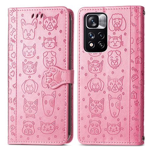 Coque Portefeuille Motif Fantaisie Livre Cuir Etui Clapet S03D pour Xiaomi Redmi Note 11 Pro+ Plus 5G Rose