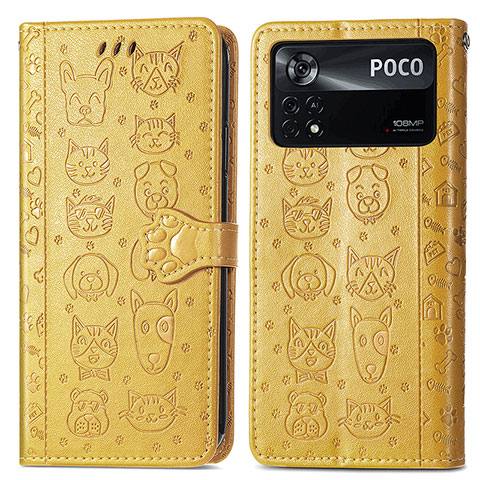 Coque Portefeuille Motif Fantaisie Livre Cuir Etui Clapet S03D pour Xiaomi Redmi Note 11E Pro 5G Jaune