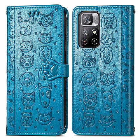 Coque Portefeuille Motif Fantaisie Livre Cuir Etui Clapet S03D pour Xiaomi Redmi Note 11S 5G Bleu