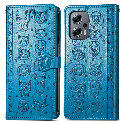 Coque Portefeuille Motif Fantaisie Livre Cuir Etui Clapet S03D pour Xiaomi Redmi Note 11T Pro 5G Bleu