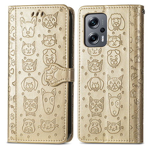 Coque Portefeuille Motif Fantaisie Livre Cuir Etui Clapet S03D pour Xiaomi Redmi Note 11T Pro 5G Or