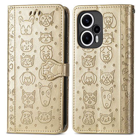 Coque Portefeuille Motif Fantaisie Livre Cuir Etui Clapet S03D pour Xiaomi Redmi Note 12 Turbo 5G Or