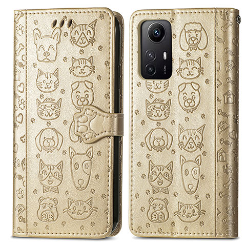 Coque Portefeuille Motif Fantaisie Livre Cuir Etui Clapet S03D pour Xiaomi Redmi Note 12S Or