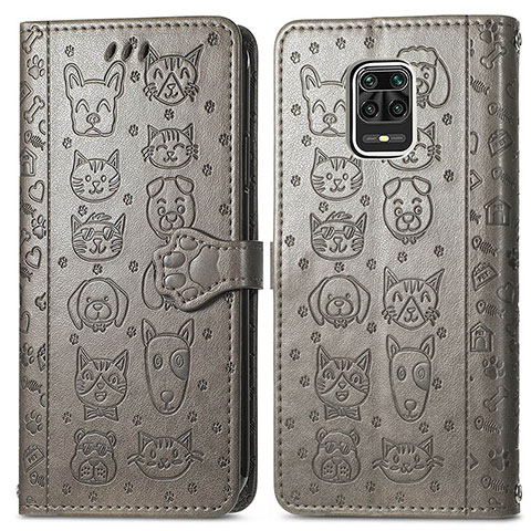 Coque Portefeuille Motif Fantaisie Livre Cuir Etui Clapet S03D pour Xiaomi Redmi Note 9 Pro Max Gris