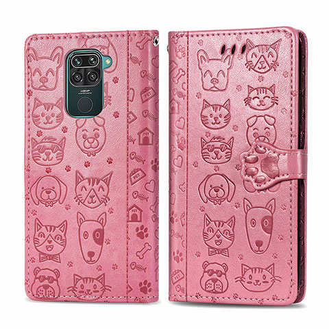 Coque Portefeuille Motif Fantaisie Livre Cuir Etui Clapet S03D pour Xiaomi Redmi Note 9 Rose