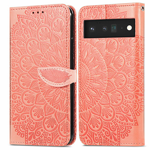 Coque Portefeuille Motif Fantaisie Livre Cuir Etui Clapet S04D pour Google Pixel 6 5G Orange