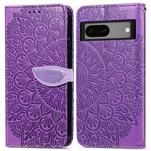 Coque Portefeuille Motif Fantaisie Livre Cuir Etui Clapet S04D pour Google Pixel 7 5G Violet