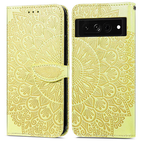 Coque Portefeuille Motif Fantaisie Livre Cuir Etui Clapet S04D pour Google Pixel 7 Pro 5G Jaune