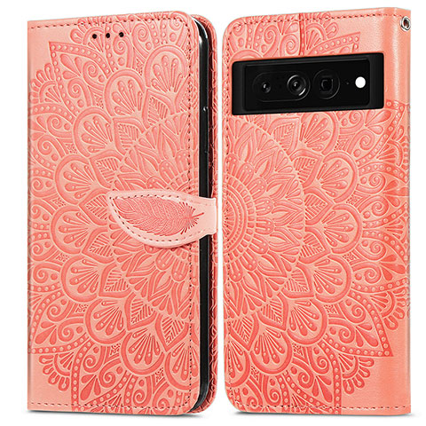 Coque Portefeuille Motif Fantaisie Livre Cuir Etui Clapet S04D pour Google Pixel 7 Pro 5G Orange