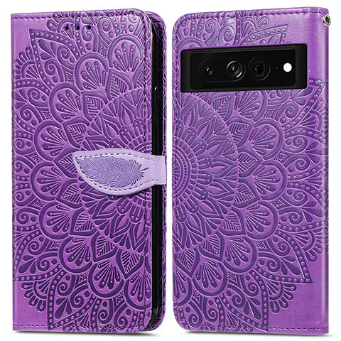 Coque Portefeuille Motif Fantaisie Livre Cuir Etui Clapet S04D pour Google Pixel 7 Pro 5G Violet