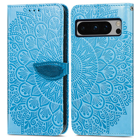 Coque Portefeuille Motif Fantaisie Livre Cuir Etui Clapet S04D pour Google Pixel 8 Pro 5G Bleu