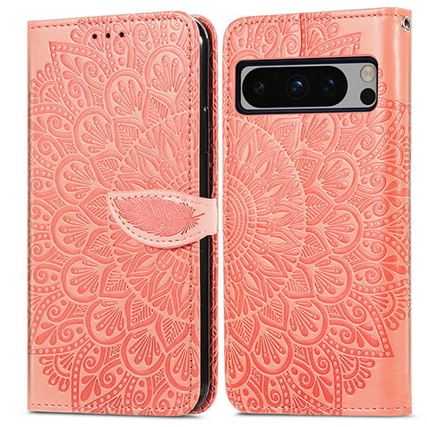 Coque Portefeuille Motif Fantaisie Livre Cuir Etui Clapet S04D pour Google Pixel 8 Pro 5G Orange