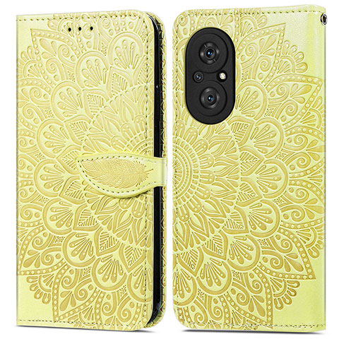 Coque Portefeuille Motif Fantaisie Livre Cuir Etui Clapet S04D pour Huawei Honor 50 SE 5G Jaune