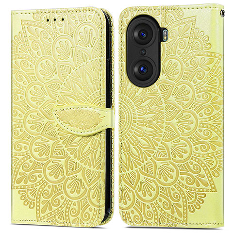 Coque Portefeuille Motif Fantaisie Livre Cuir Etui Clapet S04D pour Huawei Honor 60 5G Jaune