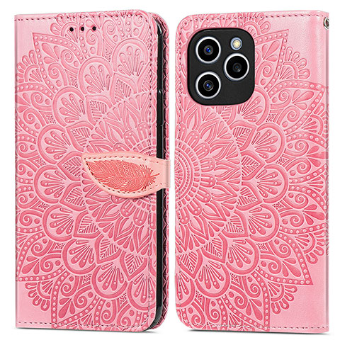 Coque Portefeuille Motif Fantaisie Livre Cuir Etui Clapet S04D pour Huawei Honor 60 SE 5G Or Rose