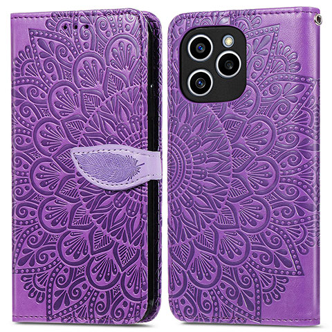 Coque Portefeuille Motif Fantaisie Livre Cuir Etui Clapet S04D pour Huawei Honor 60 SE 5G Violet