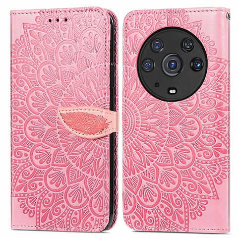 Coque Portefeuille Motif Fantaisie Livre Cuir Etui Clapet S04D pour Huawei Honor Magic3 Pro 5G Or Rose