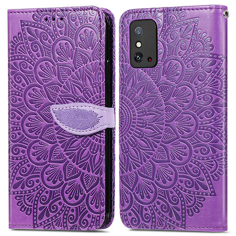 Coque Portefeuille Motif Fantaisie Livre Cuir Etui Clapet S04D pour Huawei Honor X10 Max 5G Violet