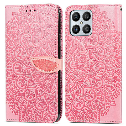 Coque Portefeuille Motif Fantaisie Livre Cuir Etui Clapet S04D pour Huawei Honor X8 4G Or Rose