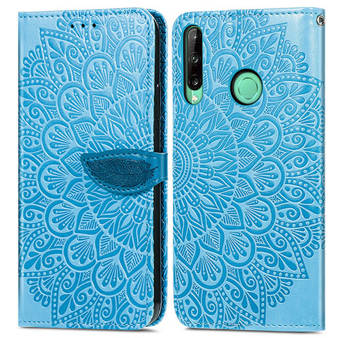 Coque Portefeuille Motif Fantaisie Livre Cuir Etui Clapet S04D pour Huawei Y7p Bleu