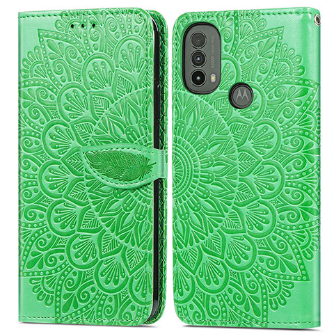 Coque Portefeuille Motif Fantaisie Livre Cuir Etui Clapet S04D pour Motorola Moto E40 Vert