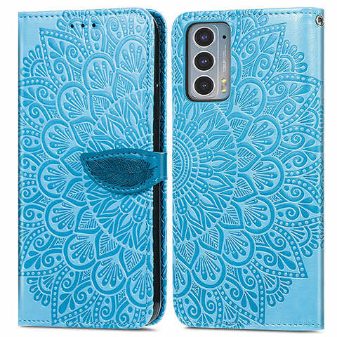 Coque Portefeuille Motif Fantaisie Livre Cuir Etui Clapet S04D pour Motorola Moto Edge 20 5G Bleu