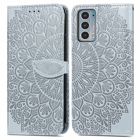 Coque Portefeuille Motif Fantaisie Livre Cuir Etui Clapet S04D pour Motorola Moto Edge 20 5G Gris