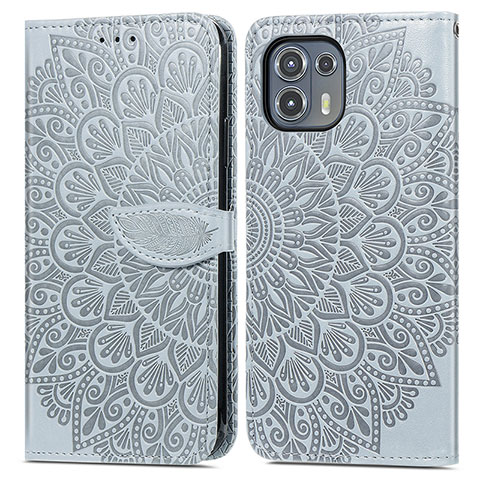 Coque Portefeuille Motif Fantaisie Livre Cuir Etui Clapet S04D pour Motorola Moto Edge 20 Lite 5G Gris