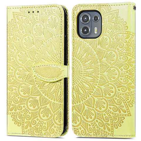 Coque Portefeuille Motif Fantaisie Livre Cuir Etui Clapet S04D pour Motorola Moto Edge 20 Lite 5G Jaune