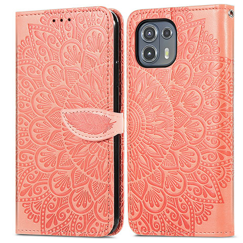 Coque Portefeuille Motif Fantaisie Livre Cuir Etui Clapet S04D pour Motorola Moto Edge 20 Lite 5G Orange