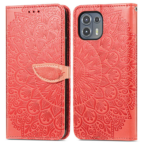 Coque Portefeuille Motif Fantaisie Livre Cuir Etui Clapet S04D pour Motorola Moto Edge 20 Lite 5G Rouge