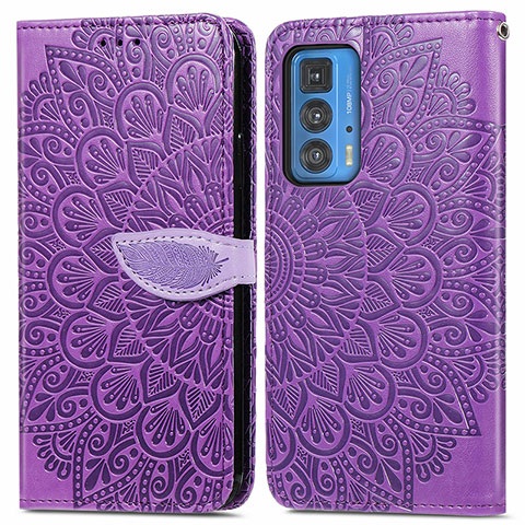 Coque Portefeuille Motif Fantaisie Livre Cuir Etui Clapet S04D pour Motorola Moto Edge S Pro 5G Violet