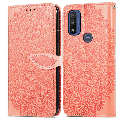 Coque Portefeuille Motif Fantaisie Livre Cuir Etui Clapet S04D pour Motorola Moto G Pure Orange