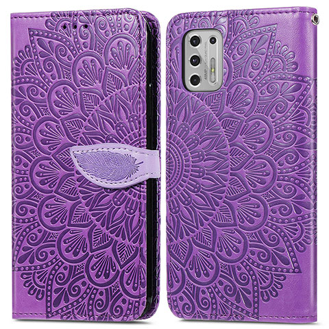 Coque Portefeuille Motif Fantaisie Livre Cuir Etui Clapet S04D pour Motorola Moto G Stylus (2021) Violet