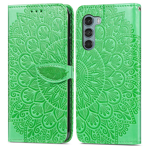 Coque Portefeuille Motif Fantaisie Livre Cuir Etui Clapet S04D pour Motorola Moto G200 5G Vert