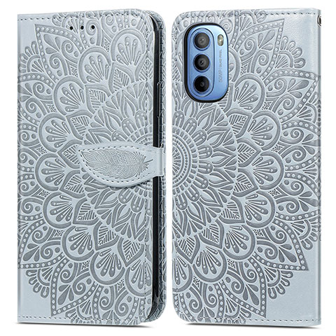 Coque Portefeuille Motif Fantaisie Livre Cuir Etui Clapet S04D pour Motorola Moto G31 Gris