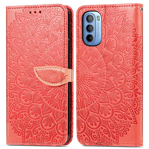 Coque Portefeuille Motif Fantaisie Livre Cuir Etui Clapet S04D pour Motorola Moto G31 Rouge