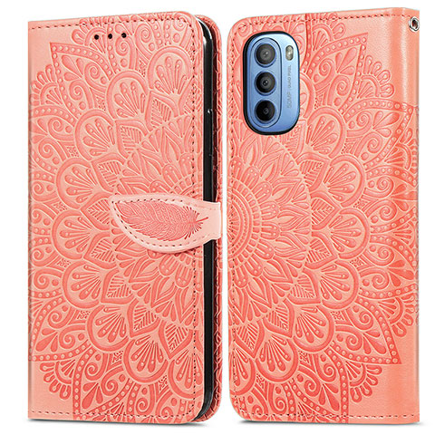 Coque Portefeuille Motif Fantaisie Livre Cuir Etui Clapet S04D pour Motorola Moto G41 Orange