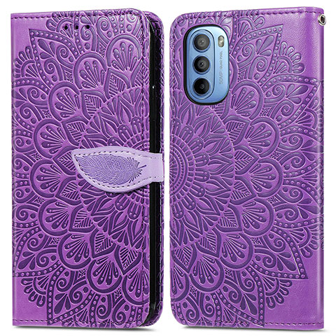 Coque Portefeuille Motif Fantaisie Livre Cuir Etui Clapet S04D pour Motorola Moto G41 Violet