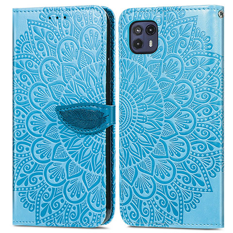 Coque Portefeuille Motif Fantaisie Livre Cuir Etui Clapet S04D pour Motorola Moto G50 5G Bleu