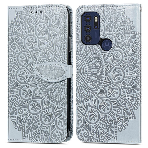 Coque Portefeuille Motif Fantaisie Livre Cuir Etui Clapet S04D pour Motorola Moto G60s Gris