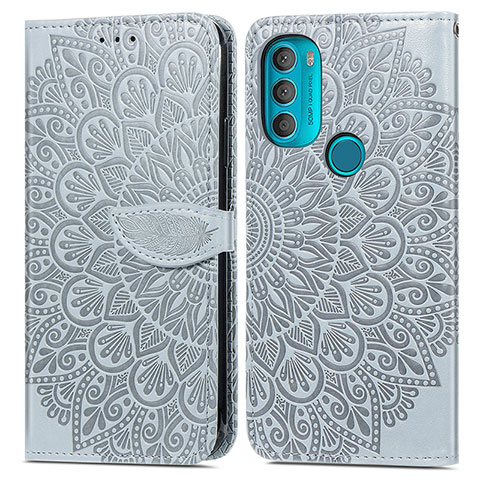 Coque Portefeuille Motif Fantaisie Livre Cuir Etui Clapet S04D pour Motorola Moto G71 5G Gris